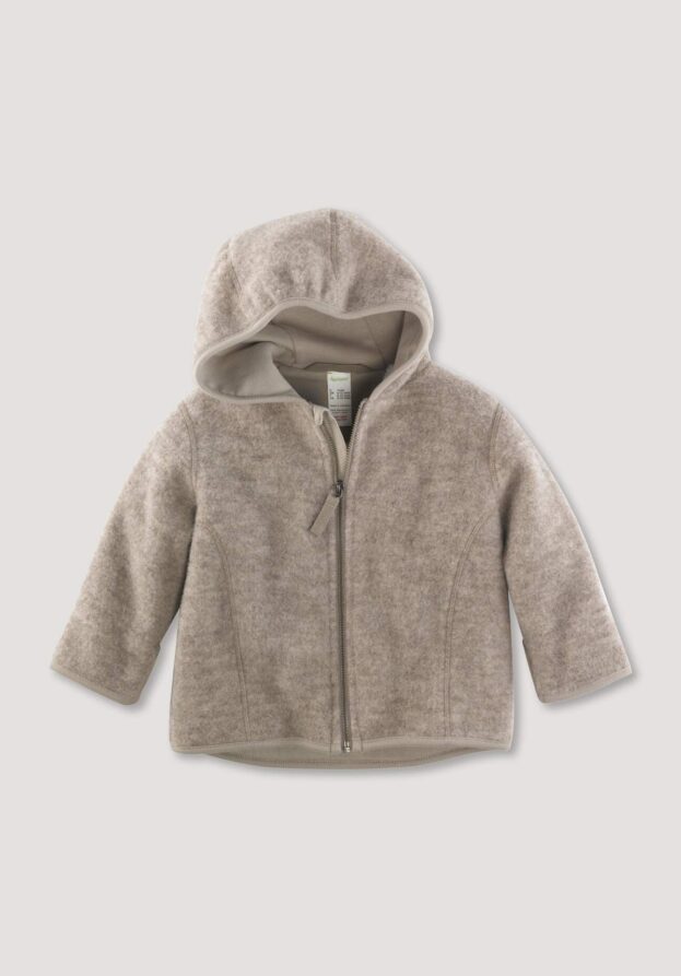 hessnatur Baby Wollfleece Jacke aus Bio-Merinowolle - grau - Größe 74/80