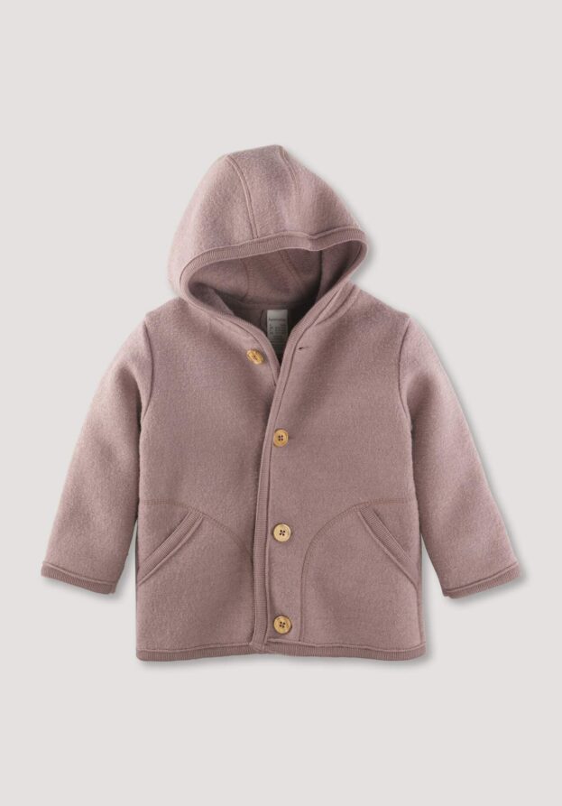 hessnatur Baby Wollwalk Jacke aus Bio-Merinowolle - lila - Größe 74/80