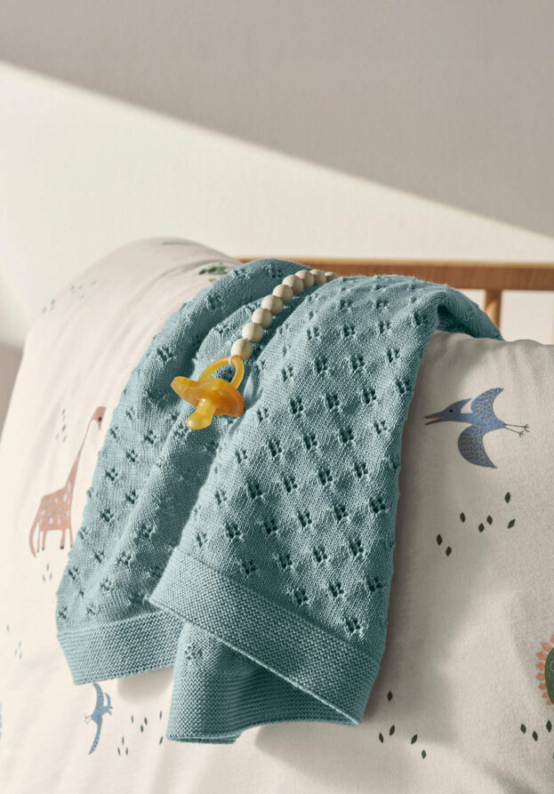 hessnatur Baby Strick-Decke aus Bio-Merinowolle - grün - Größe 80x100 cm