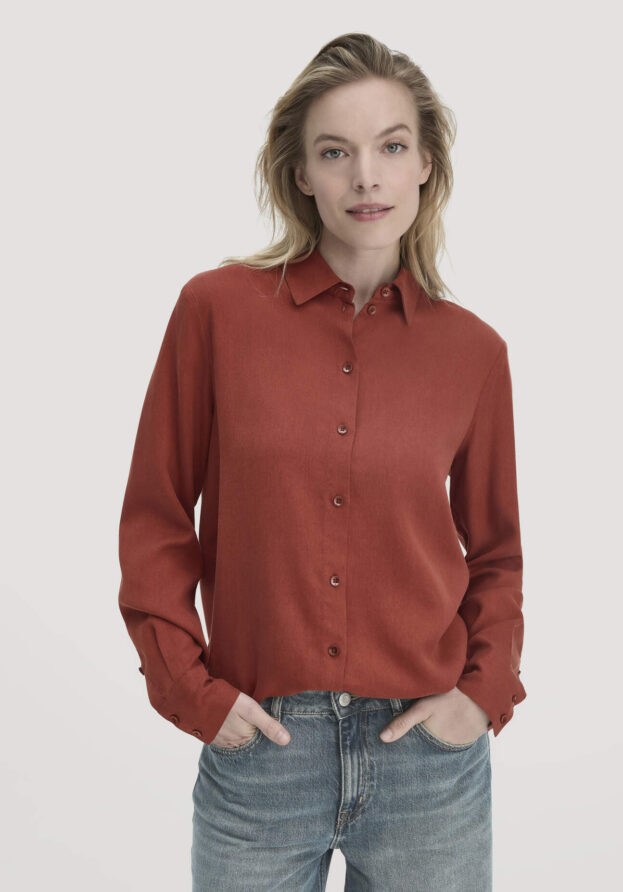 hessnatur Damen Bluse Relaxed aus TENCEL™ Lyocell - braun - Größe 34