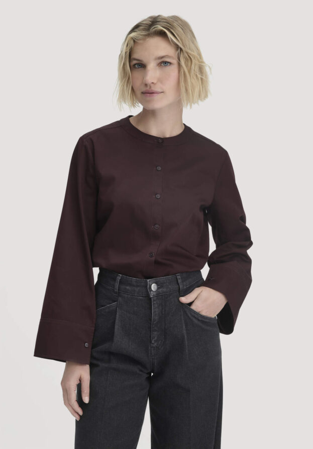 hessnatur Damen Bluse Relaxed aus Bio-Baumwolle - braun - Größe 46