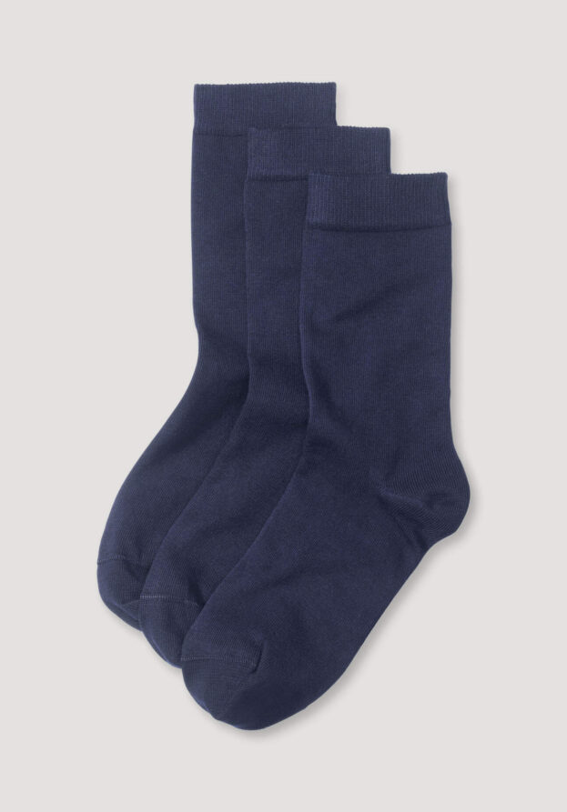 hessnatur Damen Socken im 3er-Pack aus Bio-Baumwolle - blau - Größe 38-40