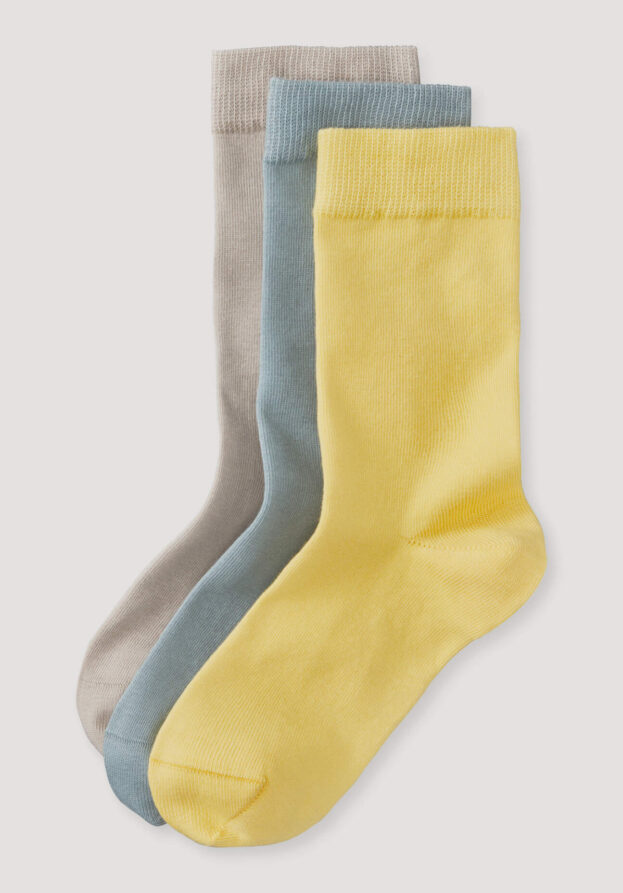 hessnatur Damen Socken im 3er-Pack aus Bio-Baumwolle - gelb - Größe 41-43
