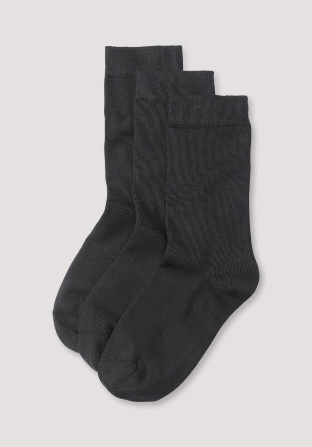 hessnatur Damen Socken im 3er-Pack aus Bio-Baumwolle - schwarz - Größe 41-43