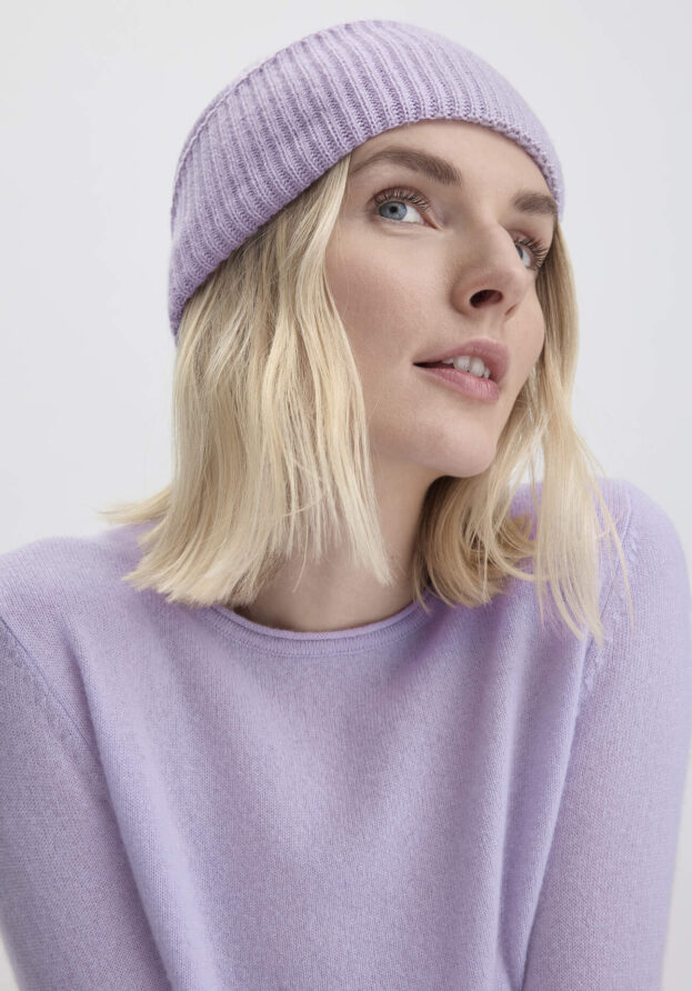 hessnatur FTC × HESSNATUR Mütze aus Kaschmir - lila - Größe 1size