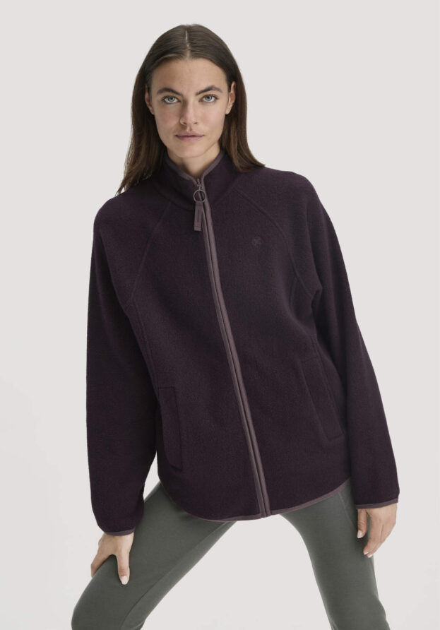 hessnatur Loungewear Fleece Jacke Relaxed ACTIVE LIGHT aus Bio-Baumwolle - braun - Größe XL
