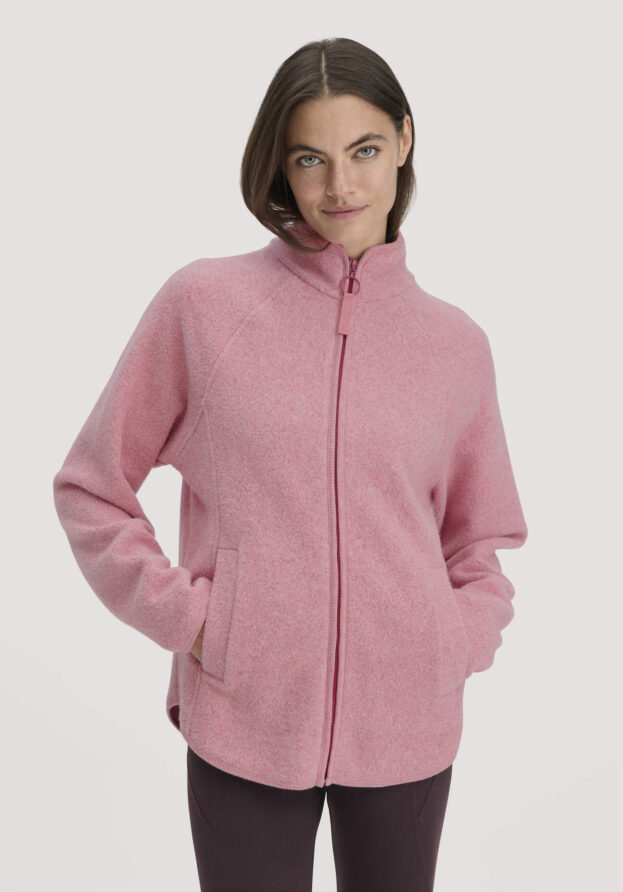 hessnatur Loungewear Fleece Jacke Relaxed ACTIVE LIGHT aus Bio-Baumwolle - lila - Größe S