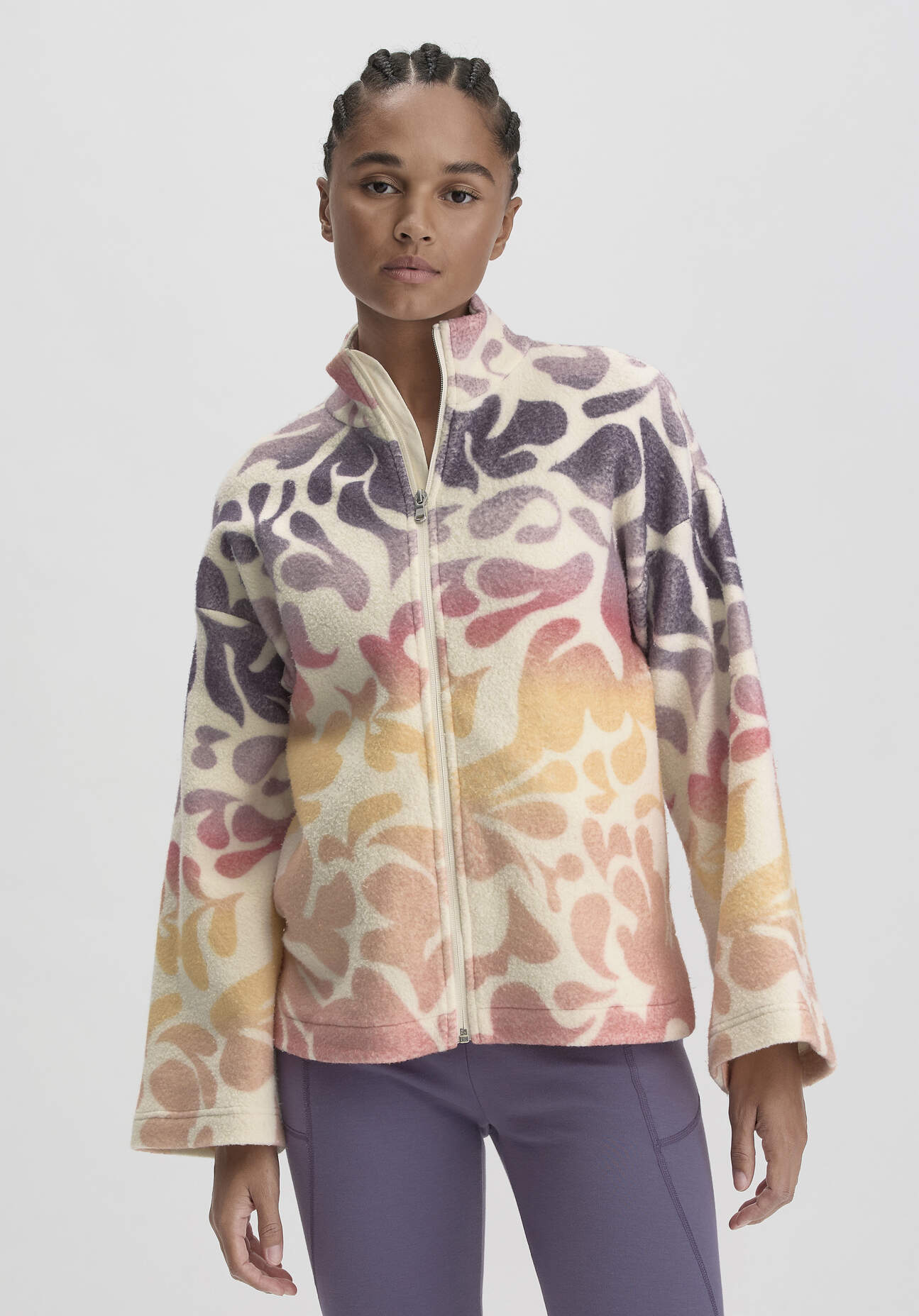 hessnatur Loungewear Fleece Jacke Relaxed ACTIVE LIGHT aus Bio-Baumwolle - orange - Größe S