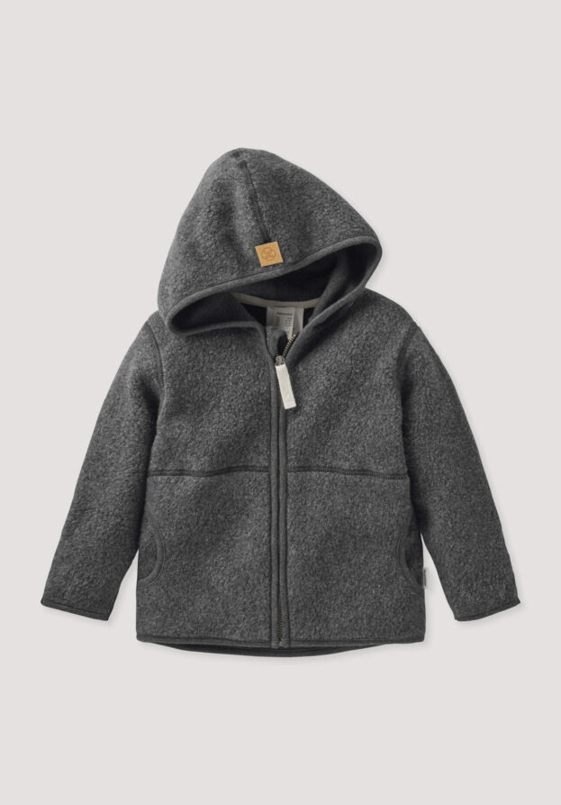 hessnatur Baby Fleece Jacke aus Bio-Baumwolle - grau - Größe 74/80