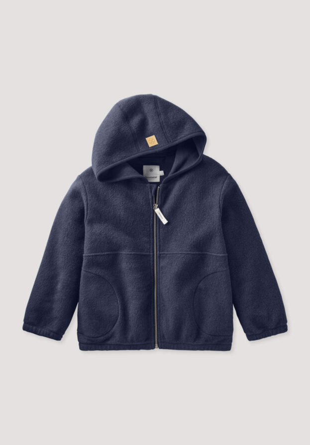 hessnatur Kinder Fleece Jacke aus Bio-Baumwolle - blau - Größe 110/116