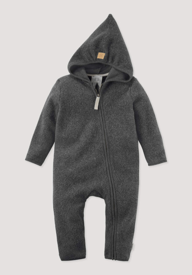 hessnatur Baby Fleece Overall Regular aus Bio-Baumwolle - grau - Größe 62/68