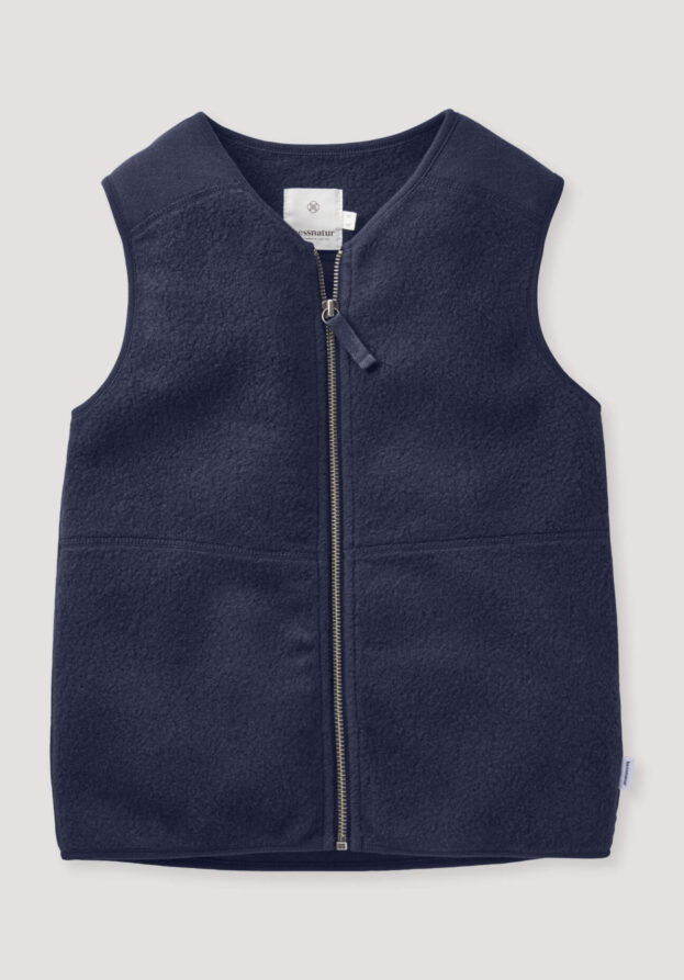 hessnatur Kinder Fleece Weste aus Bio-Baumwolle - blau - Größe 158/164