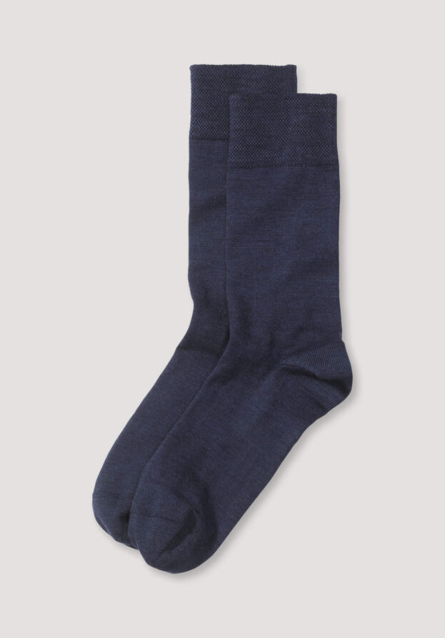hessnatur Herren Socken im 2er-Pack aus Bio-Merinowolle mit Bio-Baumwolle - blau - Größe 40-42