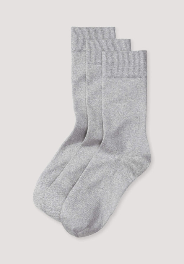 hessnatur Herren Socken im 3er-Pack aus Bio-Baumwolle - grau - Größe 46-48