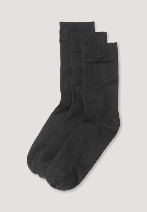 hessnatur Herren Socken im 3er-Pack aus Bio-Baumwolle - schwarz - Größe 43-45