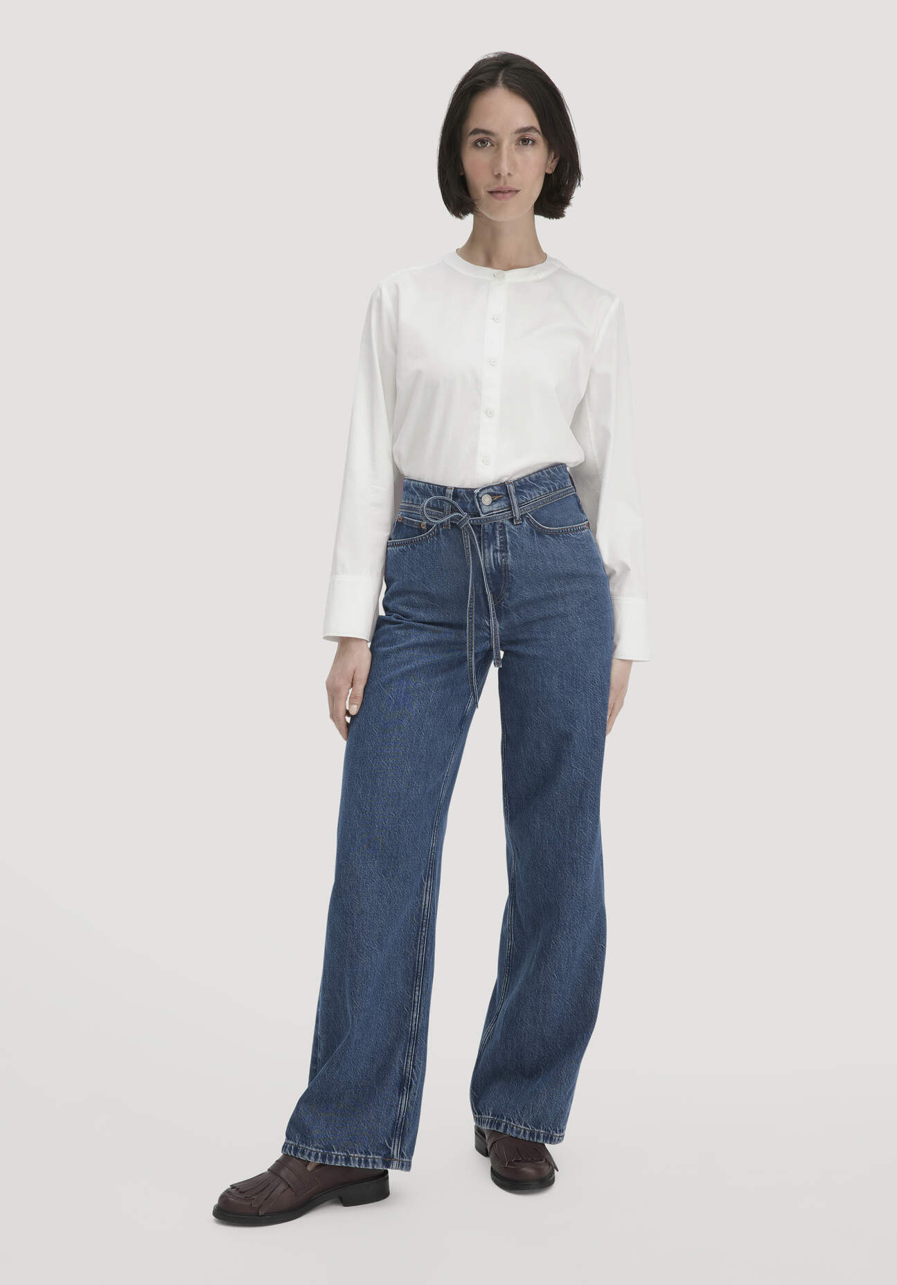 hessnatur Damen Jeans ALVA Wide Leg Soft aus Bio-Baumwolle mit TENCEL™ Lyocell - blau - Größe 33/32