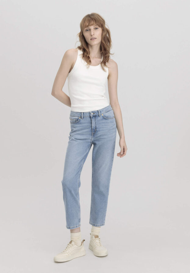 hessnatur Damen Jeans BEA High Rise Straight aus Bio-Denim - blau - Größe 33/29