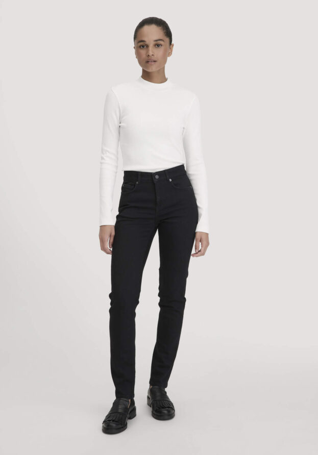 hessnatur Damen Jeans LEA Slim aus Bio-Denim - schwarz - Größe 27/32