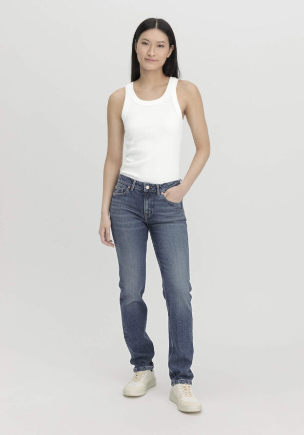 hessnatur Damen Jeans MARIE Mid Rise Straight aus Bio-Denim - blau - Größe 34/32