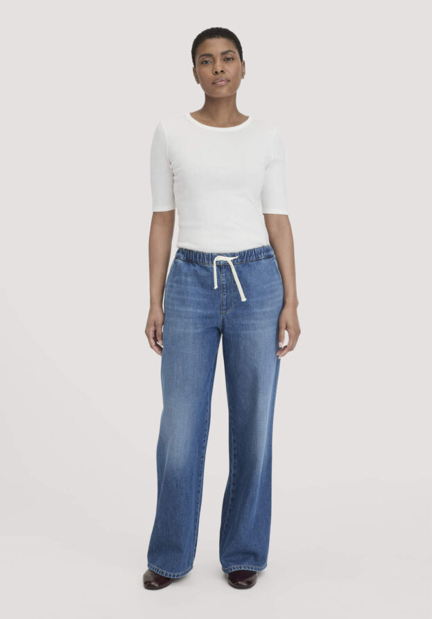 hessnatur Damen Jeans Wide Leg aus Bio-Denim - blau - Größe 48