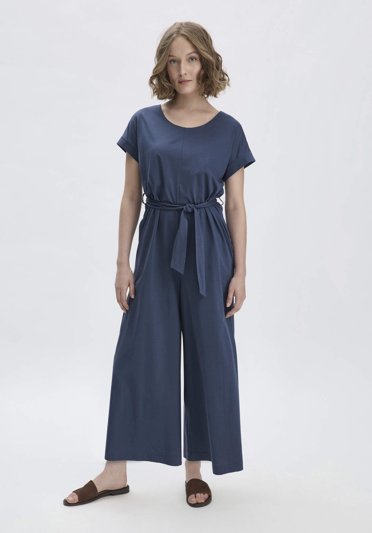 hessnatur Damen Jersey Jumpsuit Oversize aus Bio-Baumwolle - blau - Größe 38