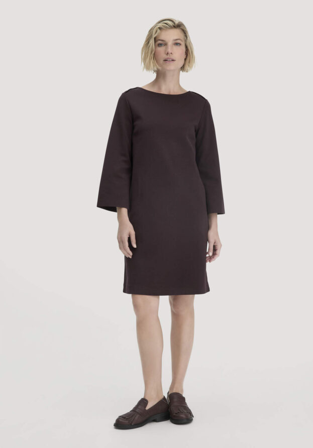 hessnatur Damen Jersey Kleid Mini Regular aus Bio-Baumwolle - braun - Größe 46