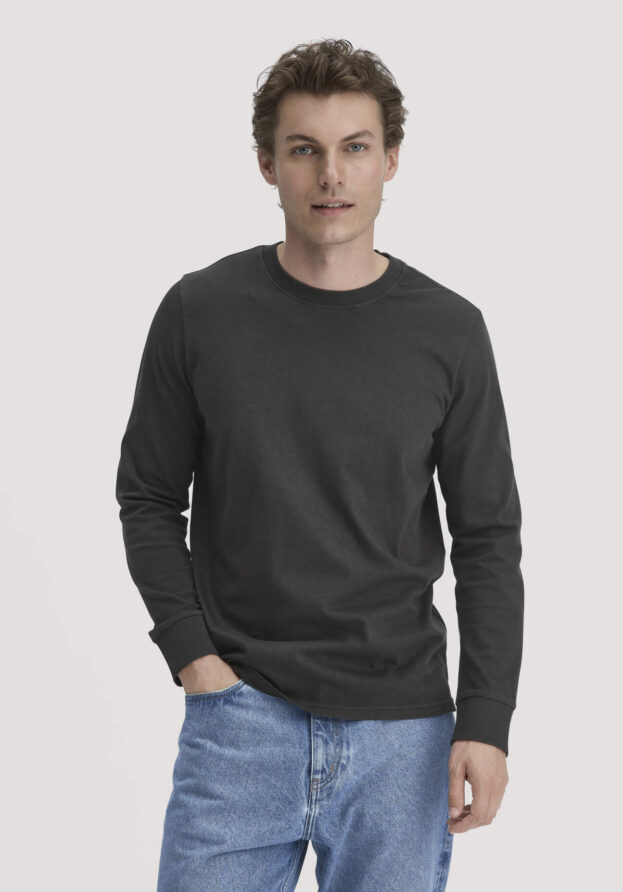 hessnatur Herren Jersey Longsleeve Relaxed aus Bio-Baumwolle - grau - Größe 56