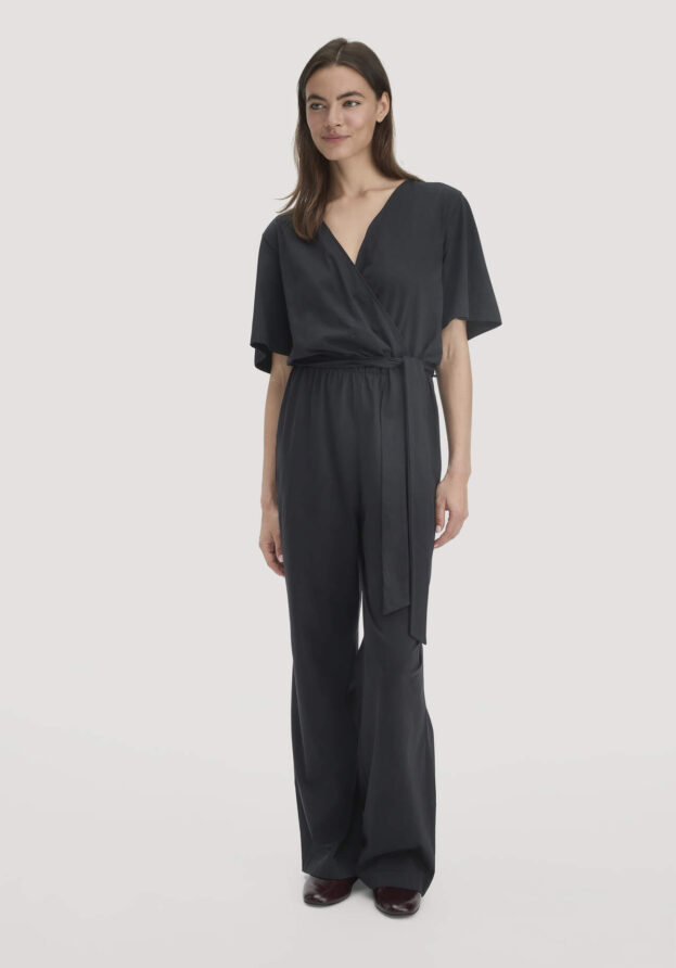 hessnatur Damen Jersey Overall Regular in reiner Bio-Baumwolle - schwarz - Größe 34