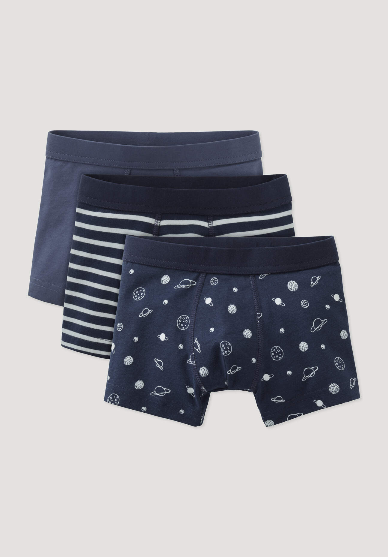 hessnatur Kinder  Jungen Pants Regular Cut im 3er-Pack aus Bio-Baumwolle - blau - Größe 98/104