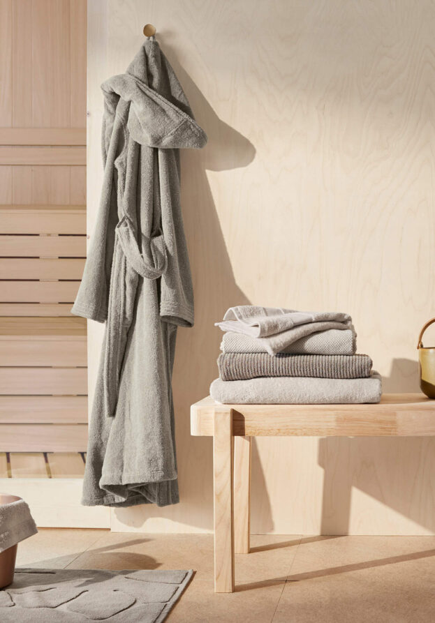 hessnatur langer Bademantel Relaxed aus Bio-Baumwolle - beige - Größe S