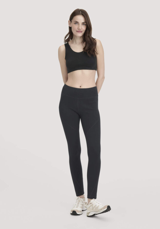 hessnatur Loungewear Leggings Medium Cut ACTIVE FUNCTIONAL aus Bio-Merinowolle und Bio-Baumwolle - schwarz - Größe XS