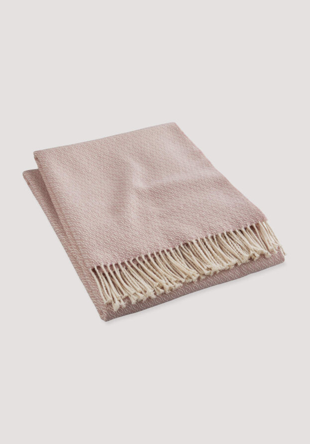 hessnatur Mix Plaid LIA aus Bio-Baumwolle mit Bio-Lambswool - rosa - Größe 130x180 cm