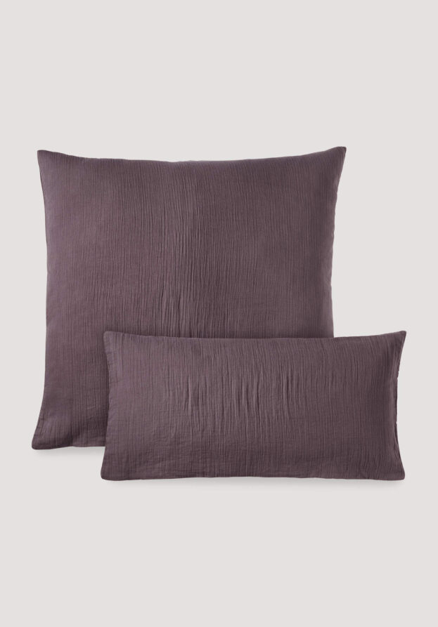 hessnatur Musselin Kissenbezug aus Bio-Baumwolle - lila - Größe 40x80 cm