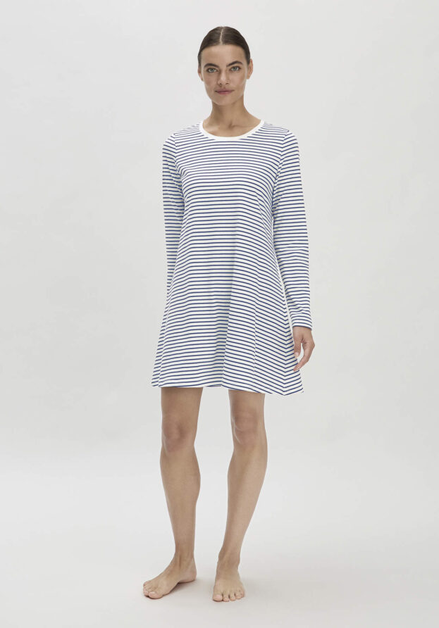 hessnatur Damen Nachthemd PURE COTTON aus Bio-Baumwolle - blau - Größe 36