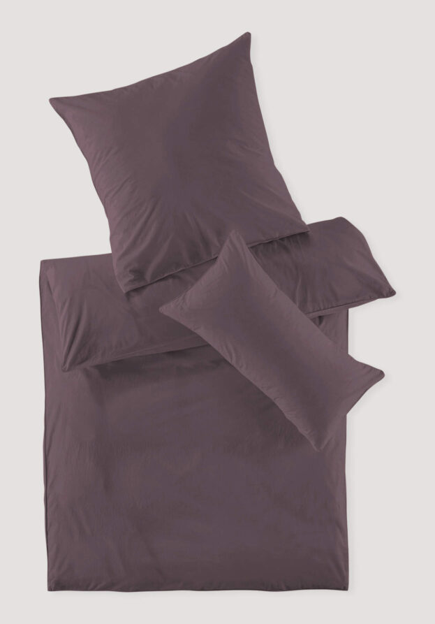 hessnatur Perkal Bettwäsche-Set aus Bio-Baumwolle - lila - Größe 240x220 / 2x80x80 cm