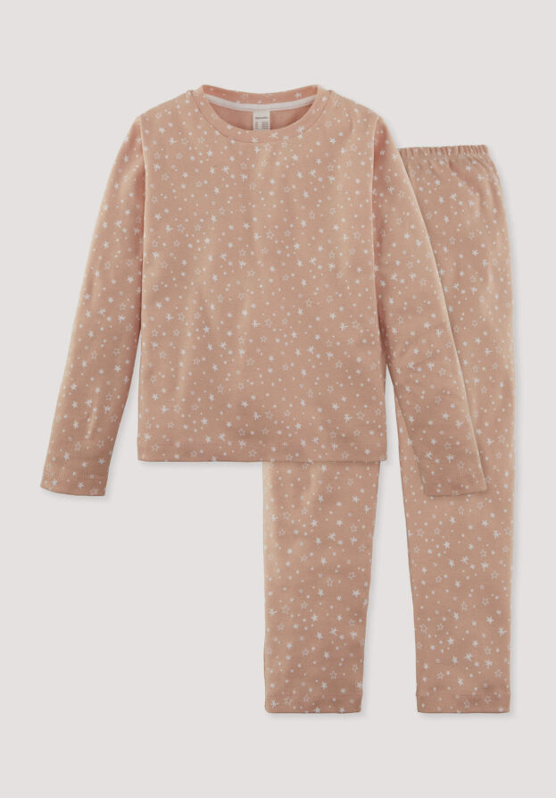 hessnatur Kinder  Pyjama aus Bio-Baumwolle - orange - Größe 98/104