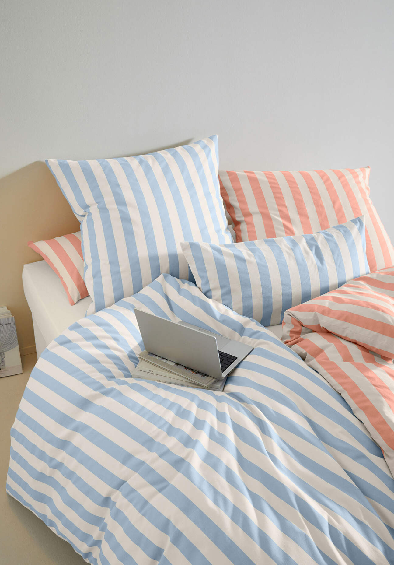 hessnatur Renforcé Bettwäsche-Set CANNES aus Bio-Baumwolle - blau - Größe 155x220 / 40x80 cm