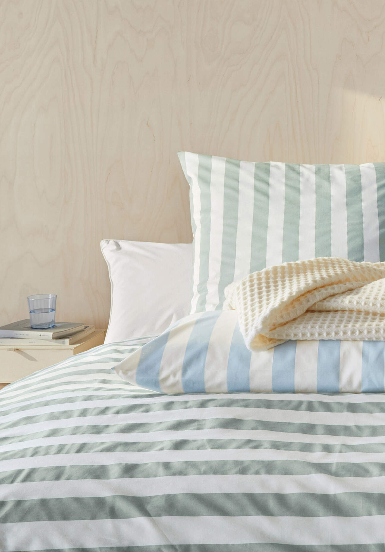 hessnatur Renforcé Bettwäsche-Set CANNES aus Bio-Baumwolle - grün - Größe 135x200 / 80x80 cm