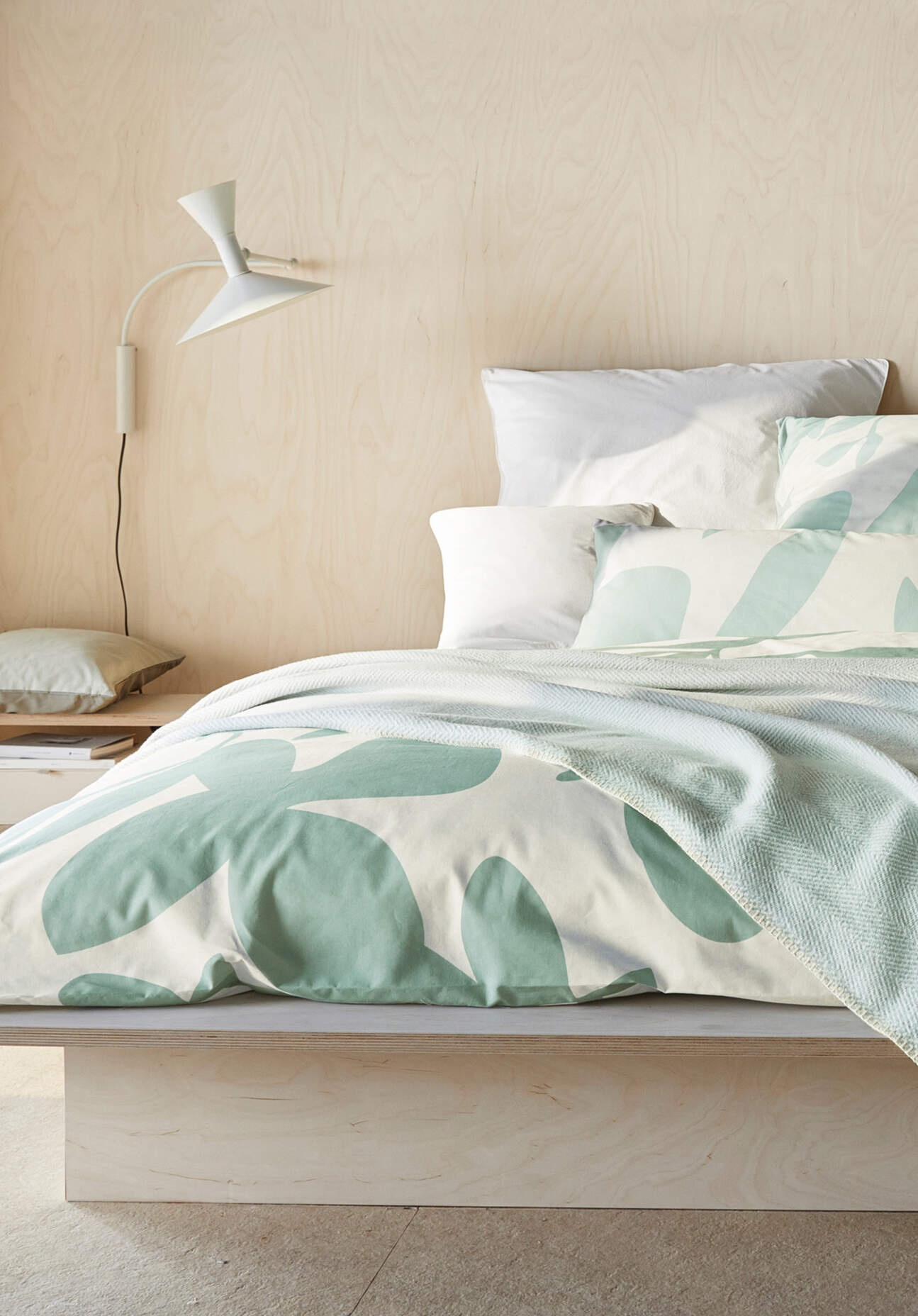 hessnatur Renforcé Bettwäsche Set LEVI aus Bio-Baumwolle - grün - Größe 155x220 / 80x80 cm