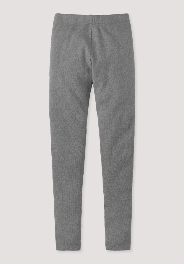 hessnatur Kinder  Rib Leggings aus Bio-Baumwolle - grau - Größe 134/140