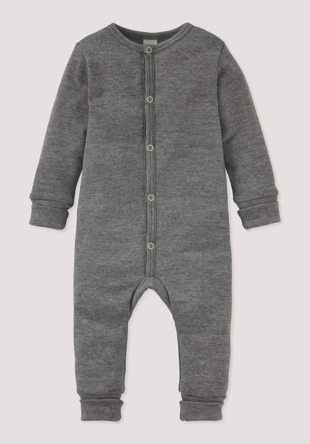 hessnatur Baby Schlafoverall aus Bio-Baumwolle mit Bio-Merinowolle und Seide - grau - Größe 62/68