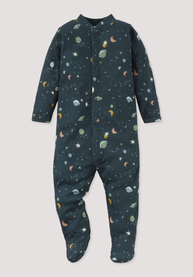 hessnatur Baby Schlafoverall aus Bio-Baumwolle - blau - Größe 50/56