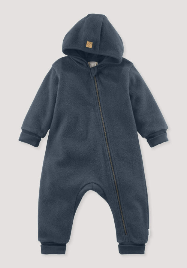 hessnatur Baby Softfleece Overall aus Bio-Baumwolle - blau - Größe 50/56