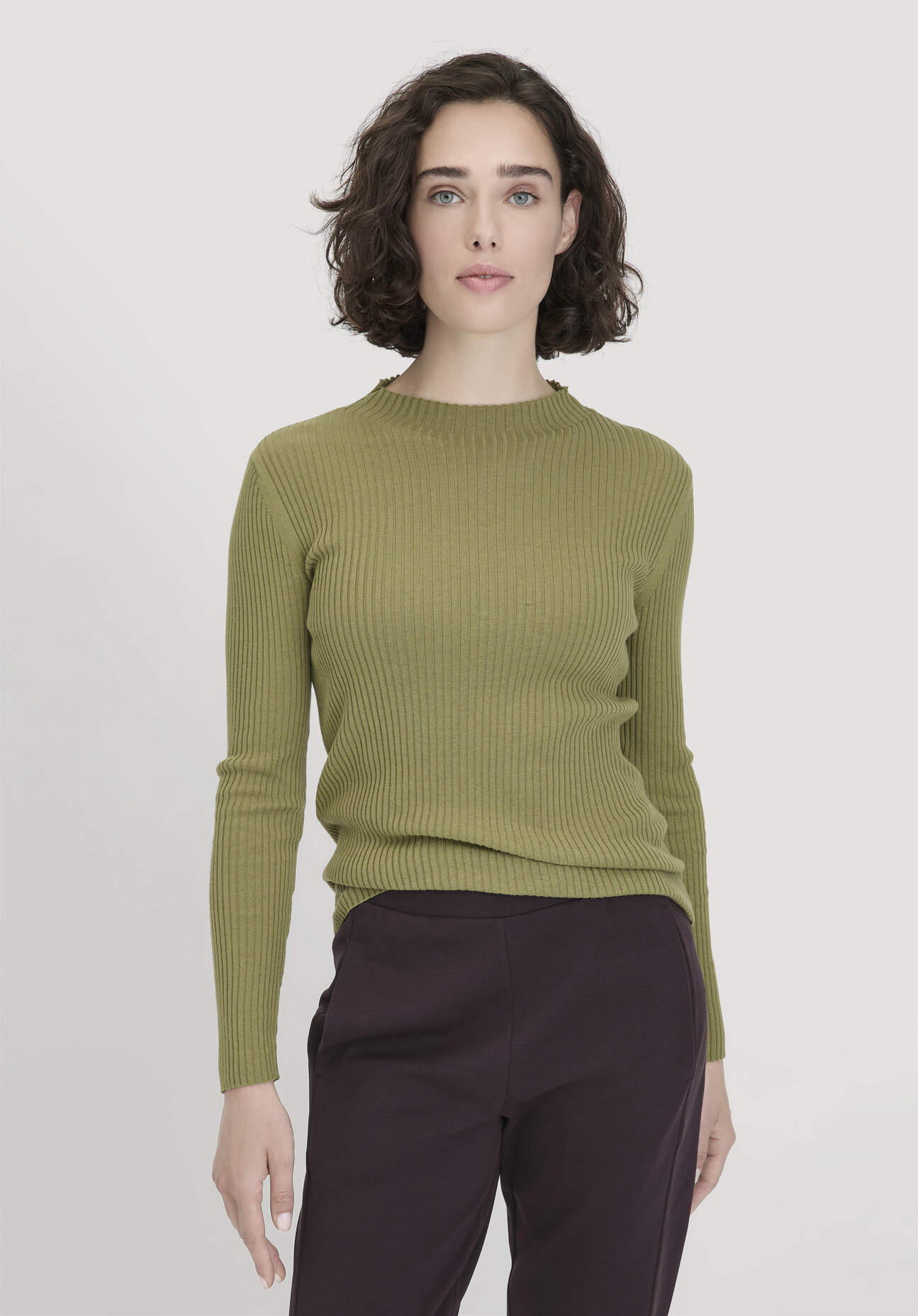 hessnatur Damen Strick Pullover Fitted aus TENCEL™ Lyocell mit Bio-Baumwolle - grün - Größe XXL