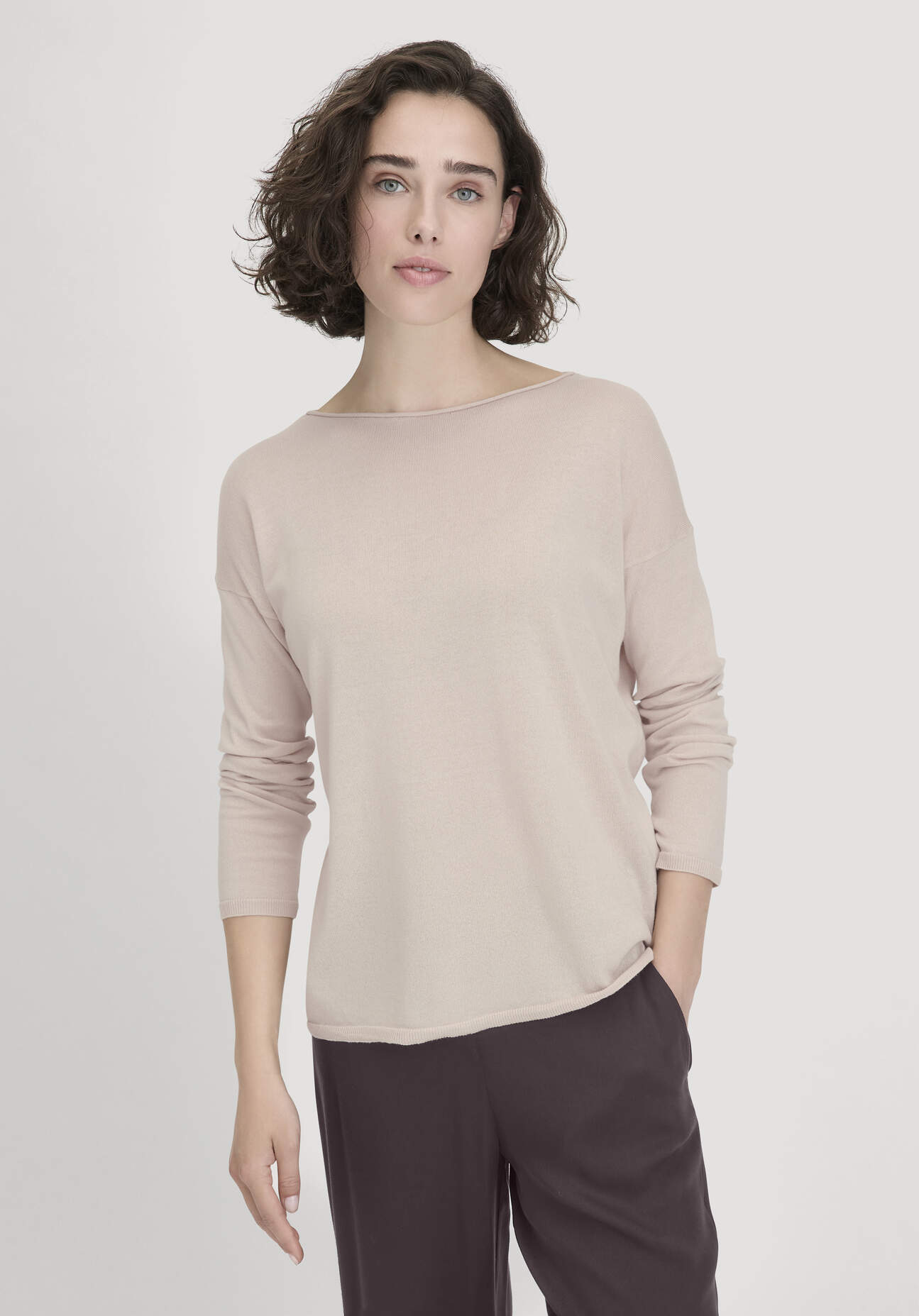 hessnatur Damen Strick Pullover Oversize aus TENCEL™ Lyocell mit Bio-Baumwolle - beige - Größe M