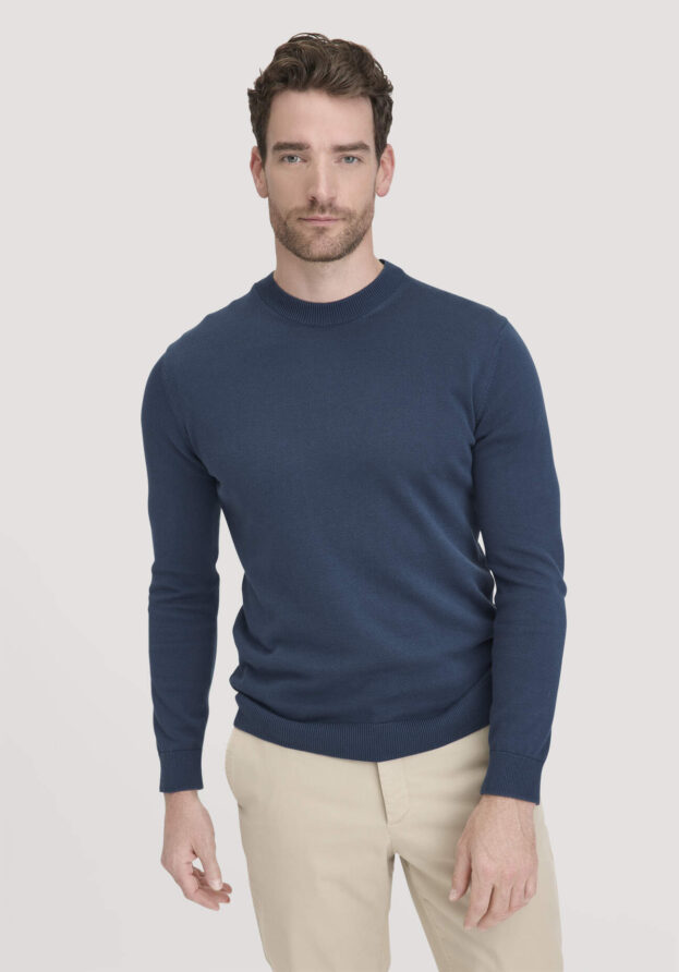 hessnatur Herren Strick Pullover Regular aus Bio-Baumwolle - blau - Größe XL