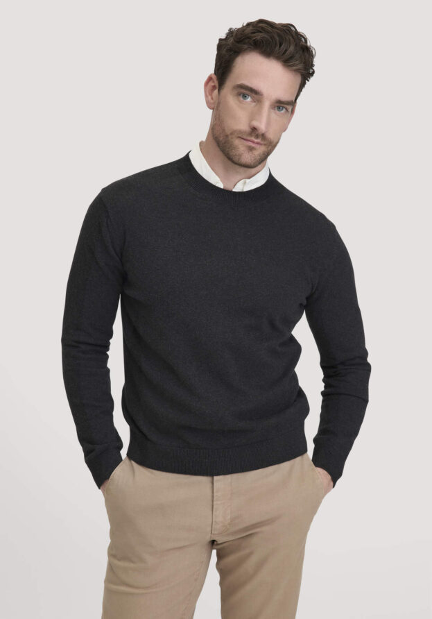 hessnatur Herren Strick Pullover Regular aus Bio-Baumwolle - grau - Größe L