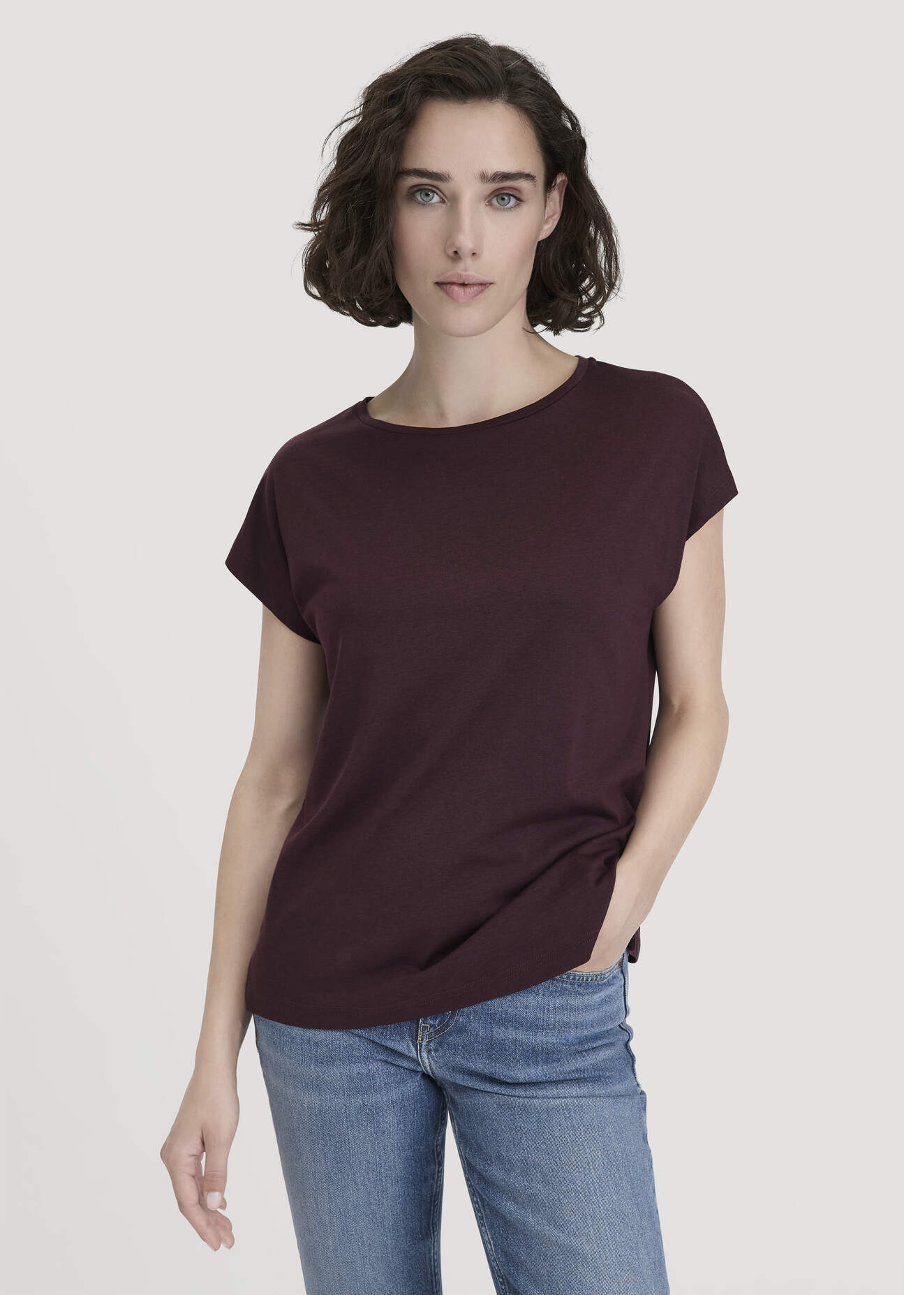 hessnatur Damen T-Shirt Oversize aus TENCEL™ Lyocell mit Bio-Baumwolle - braun - Größe S