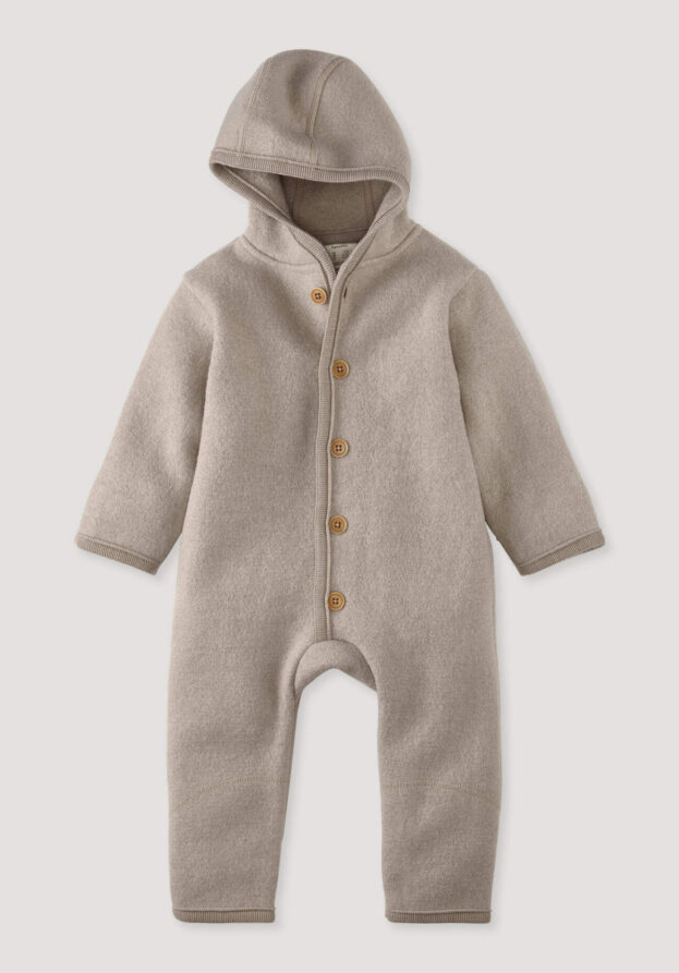 hessnatur Baby Walkoverall aus Bio-Merinowolle - beige - Größe 98