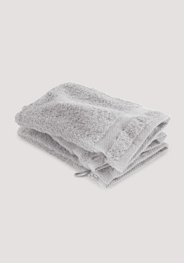 hessnatur Waschhandschuh im 3er-Pack aus Bio-Baumwolle - grau - Größe 15x20 cm